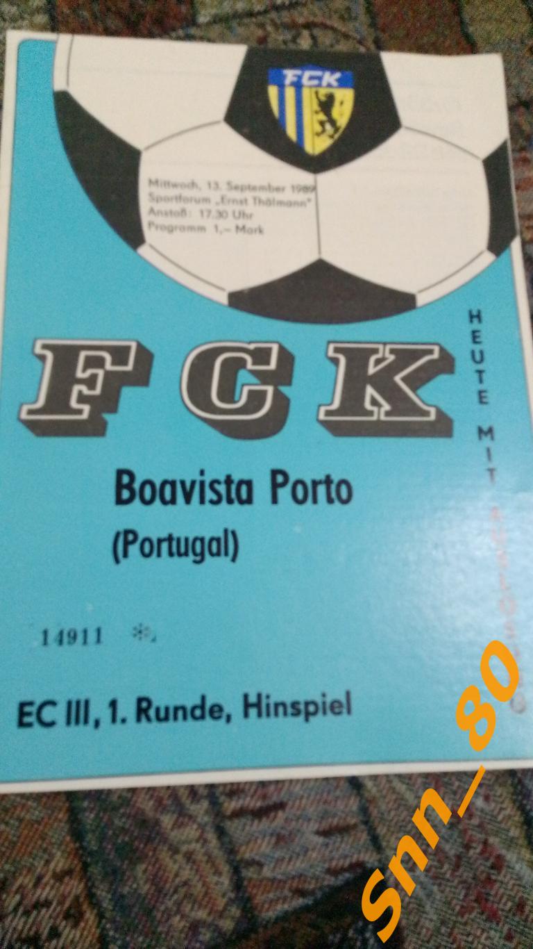 Карл-Маркс-Штадт ГДР - Боависта (Боавишта) Порто (Порту) Португалия 1989 #14911