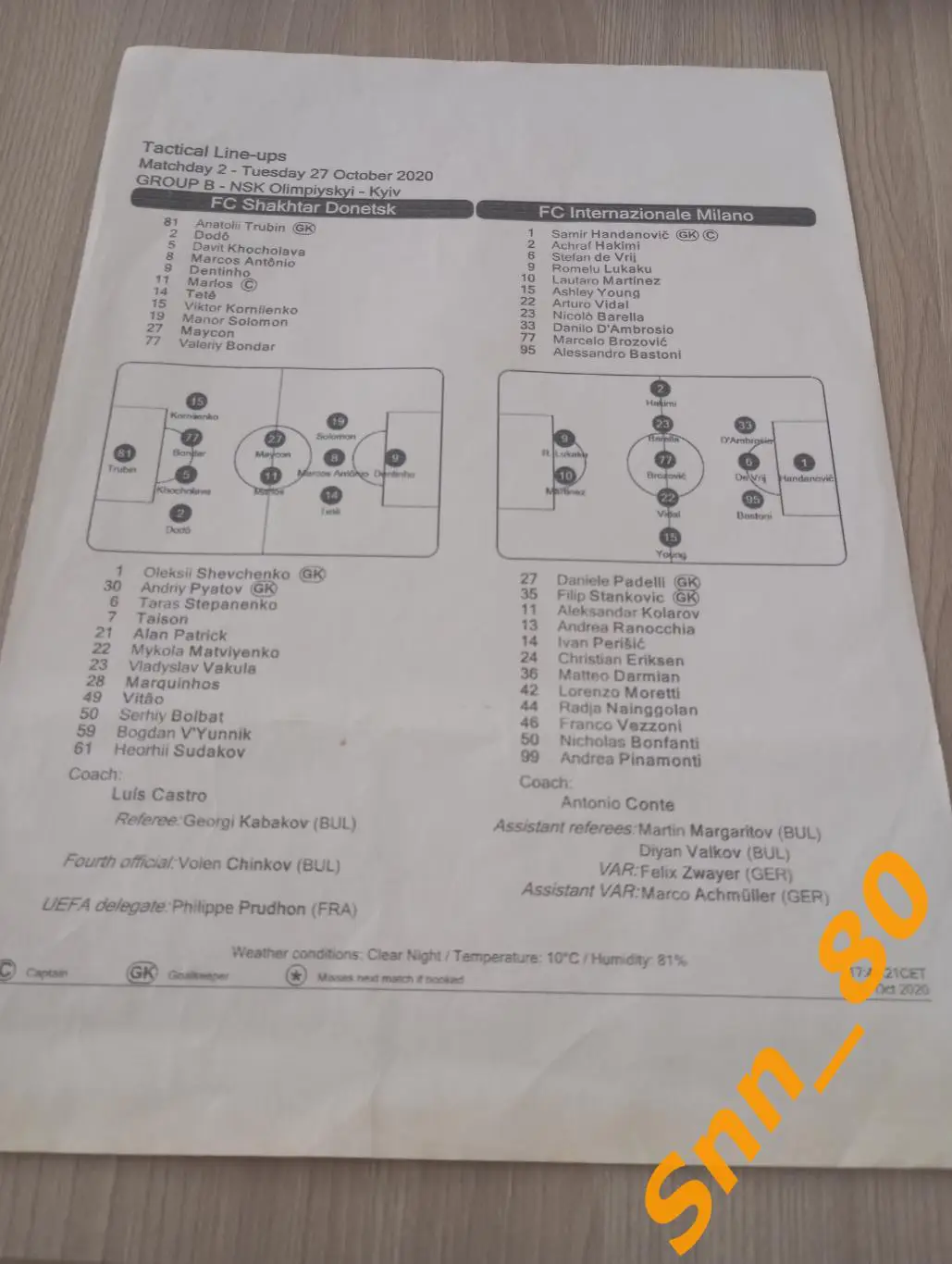 Шахтер Донецк, Украина - Интер Милан, Италия 2020 копия