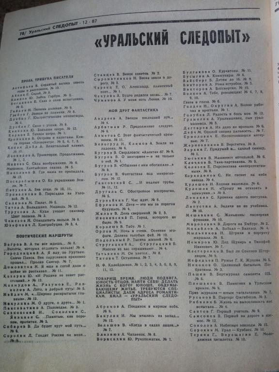 Журнал Уральский Следопыт, 1987 год, годовой комплект №№ 1-12 2