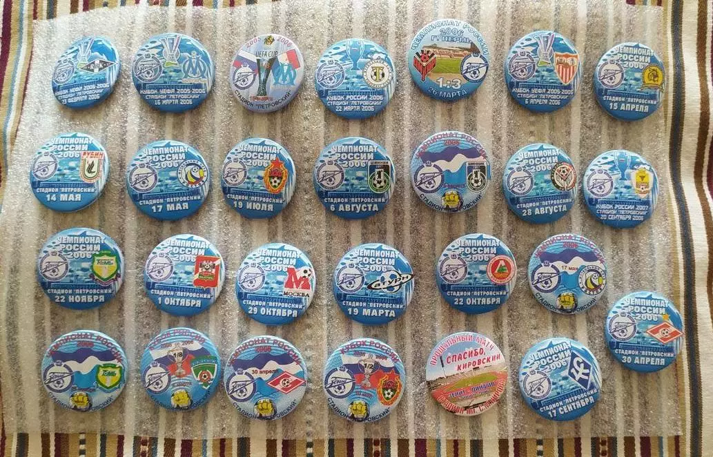Матчевые значки Зенита сезон 2006 2