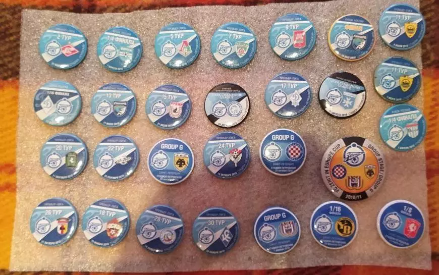 Матчевые значки Зенита сезон 2010 2