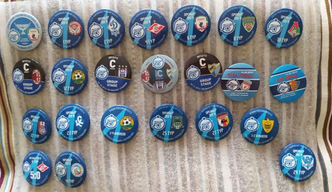 Матчевые значки Зенита сезон 2012 1