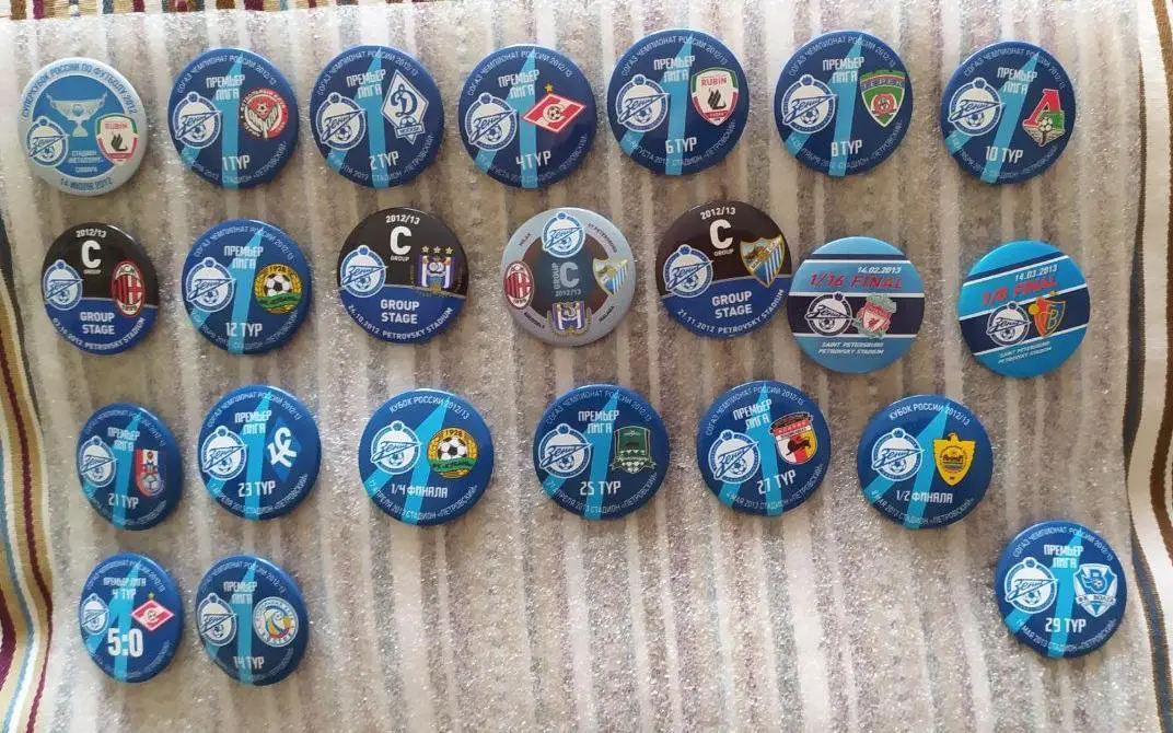 Матчевые значки Зенита сезон 2012 2