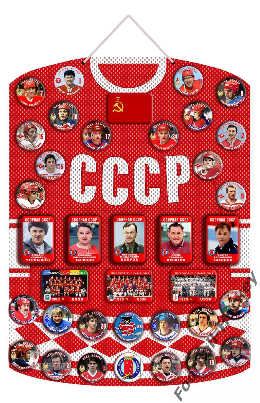 Значки Хоккей СССР на картонном вымпеле