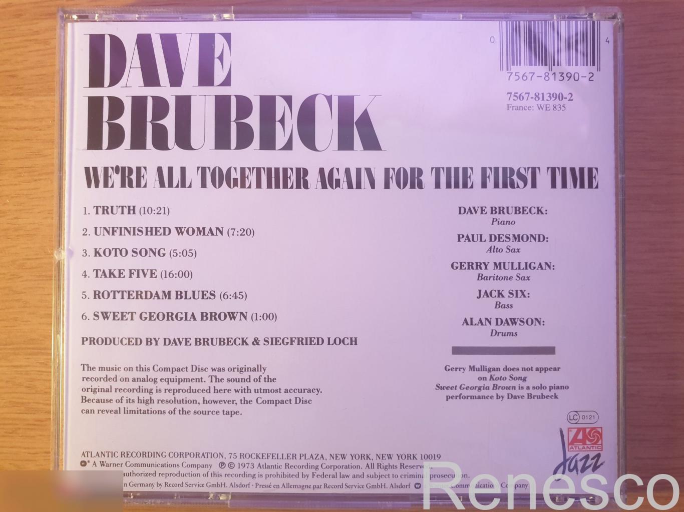 (CD) Dave Brubeck ?– We're All Together Again For The First Time (Germany) (1999 1