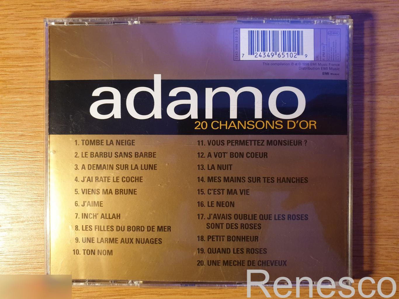 (CD) Adamo Salvatore ?– 20 Chansons D'or (France) (1998) 1