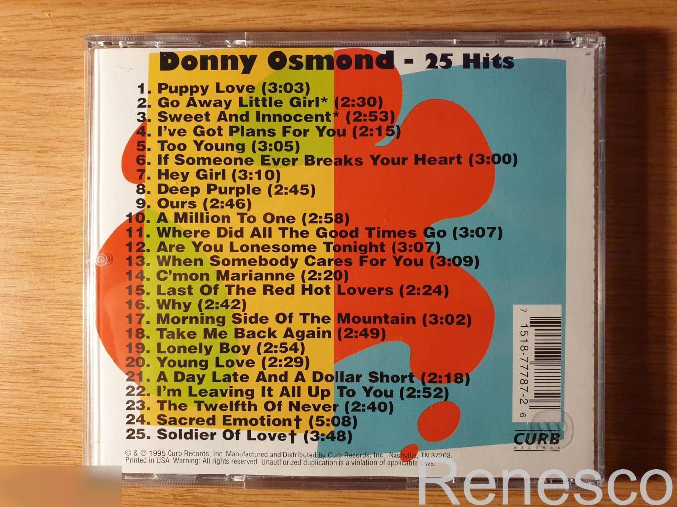 (CD) Donny Osmond ?– 25 Hits (USA) (1995) 1