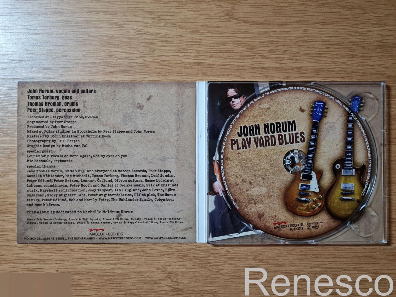 (CD) John Norum ?– Play Yard Blues (Europe) (2010) (Digipak) 2