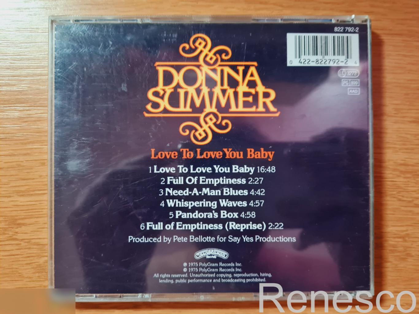 Donna Summer ?– Love To Love You Baby (Germany) (1992) (Reissue) 1