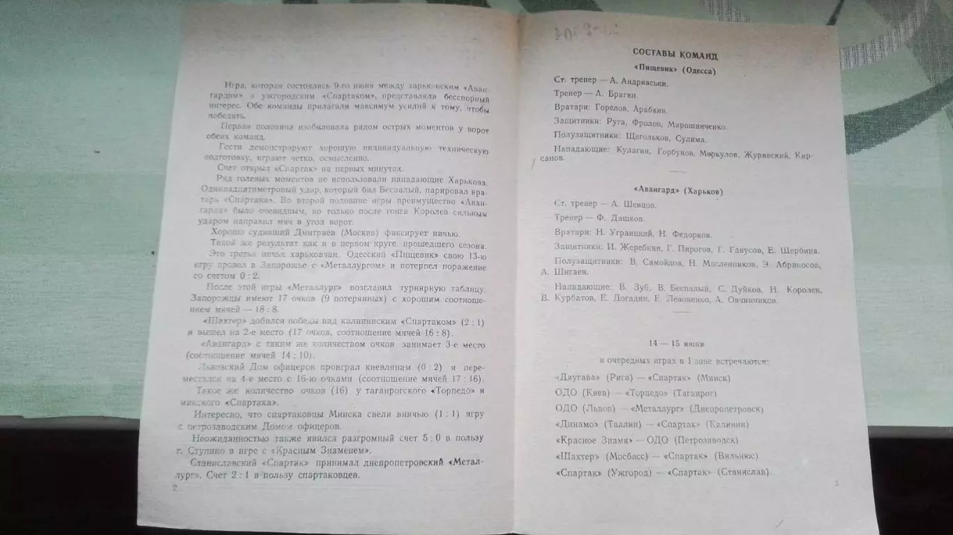 Авангард Харьков - Пищевик Одесса 1956 1