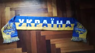 Шарф Украина Печатная литера Желто-синий равномерный фон