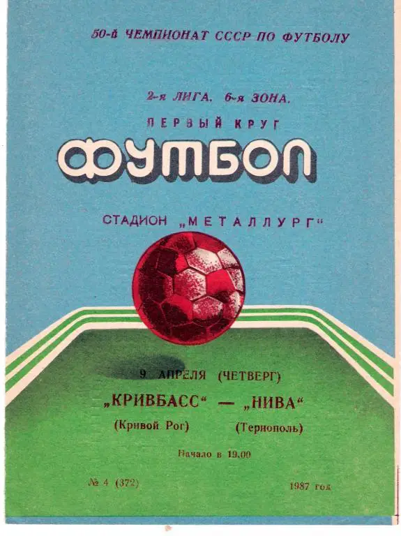 Кривбасс Кривой Рог - Нива Тернополь 1987
