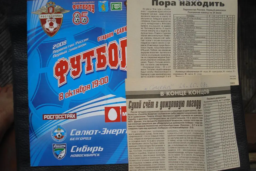 Салют - Энергия Белгород - Сибирь Новосибирск 2008