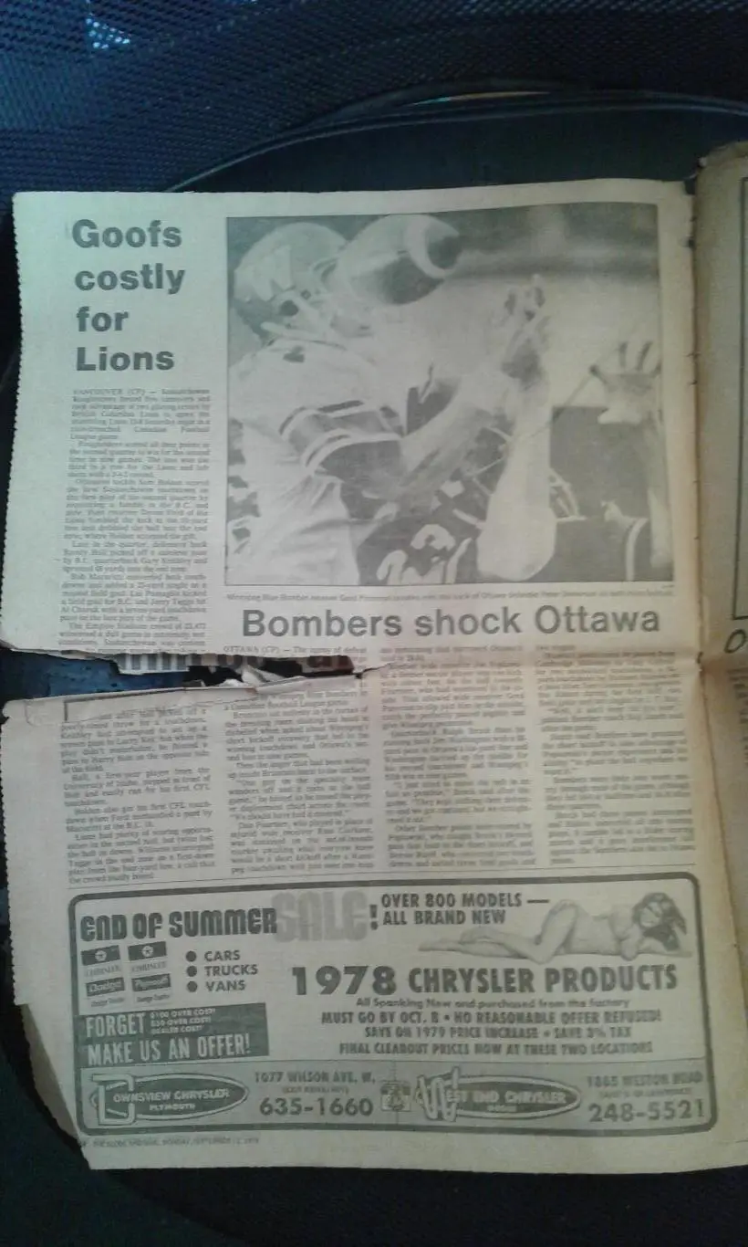 Газета Sport Report Торонто 11 сентября 1978 Регби 2