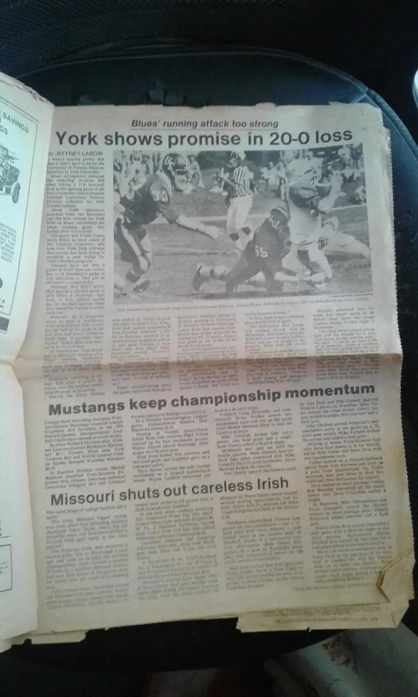 Газета Sport Report Торонто 11 сентября 1978 Регби 4