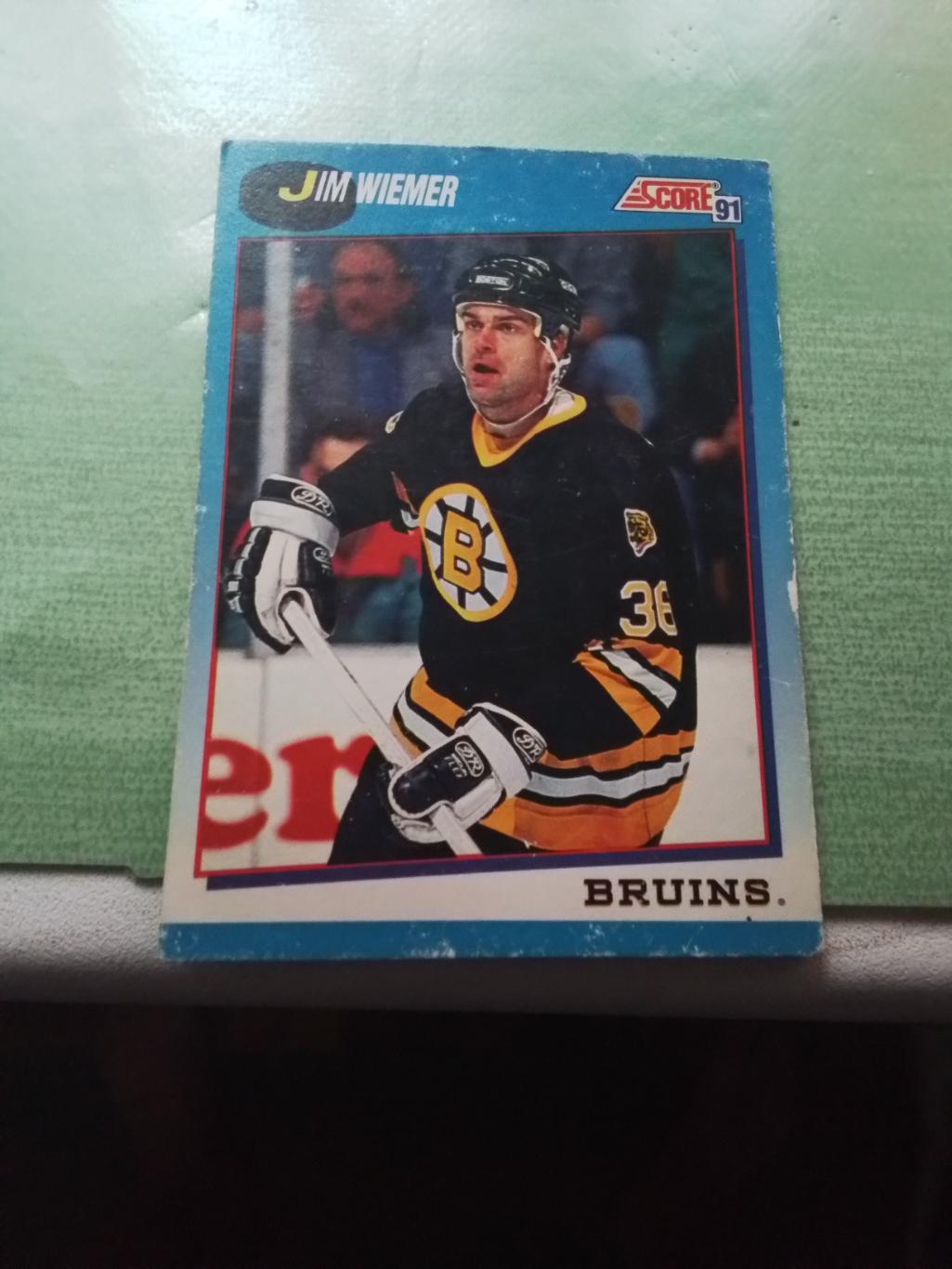 Хоккей Карточка НХЛ SCORE 91 1991 -92 NHL Jim Wiemer Boston Bruins # 535