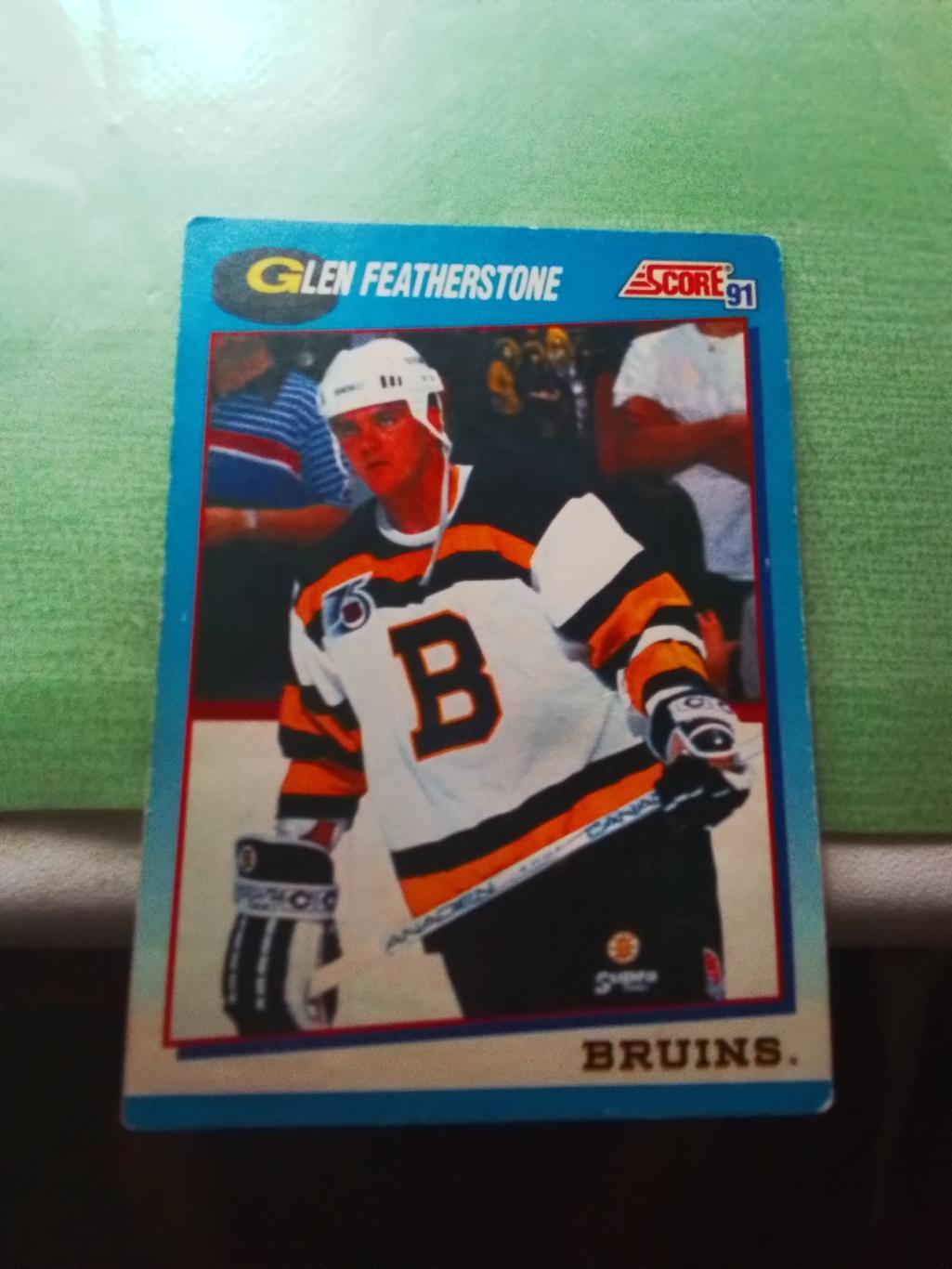 Хоккей Карточка НХЛ SCORE 91 1991 -92 NHL Glen Featherstone Boston Bruins # 587