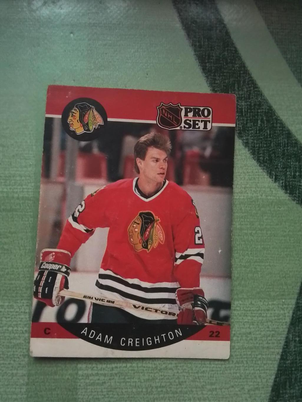 Хоккей Карточка НХЛ PRO SET 1990 -91 NHL Adam Creighton Chicago Blackhawks # 50