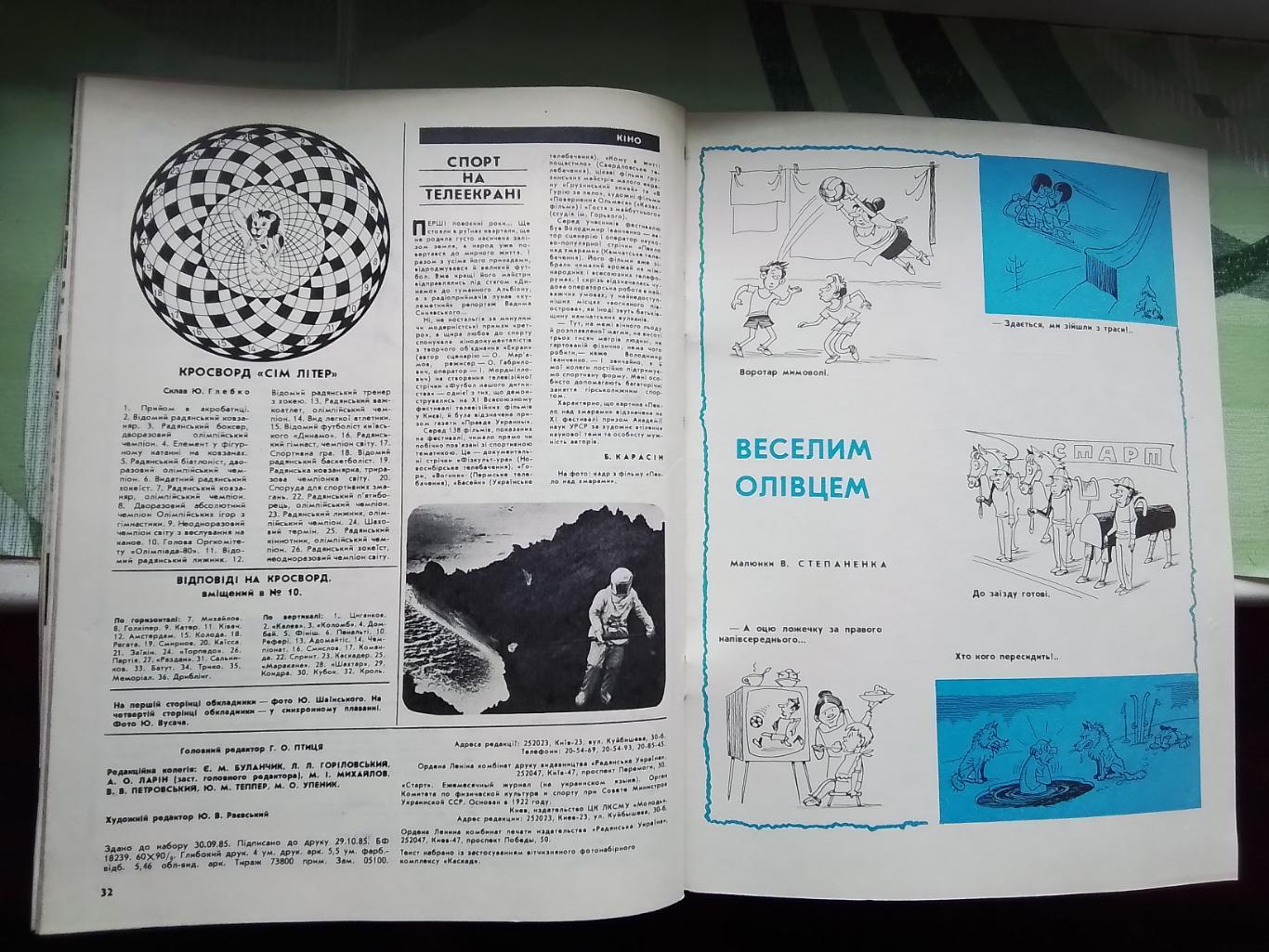 Журнал Старт Украина 1985 N 11 Блохин Д Киев Л Филатов После матча 4