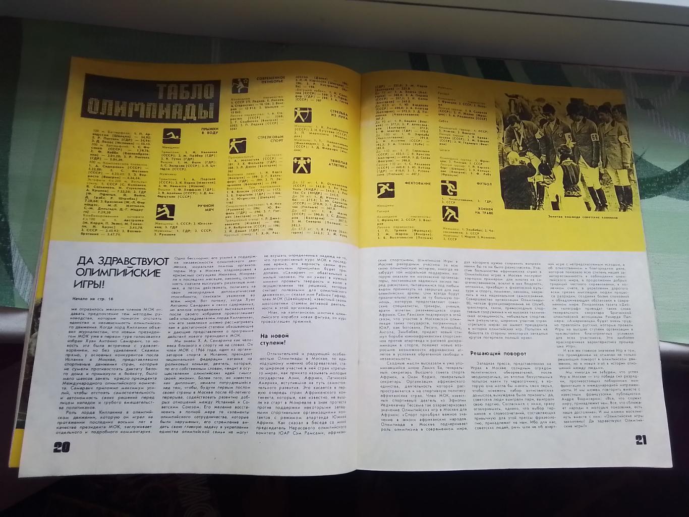 Журнал ФиС 1980 N 10 ОИ-80 статистика Сб СССР футбол на ОИ 5