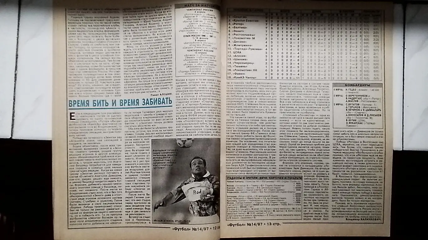 Еженедельник Футбол Украина 1997 23-30.03 N 14 Ф Пушкашу -70 Андрей Головко 6