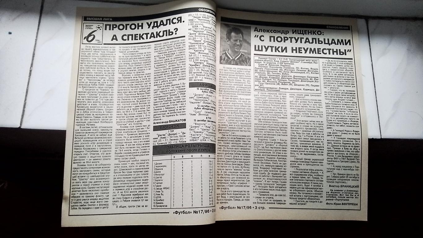 Еженедельник Футбол Украина 1996 N 17 Отбор на ЧМ-98 1