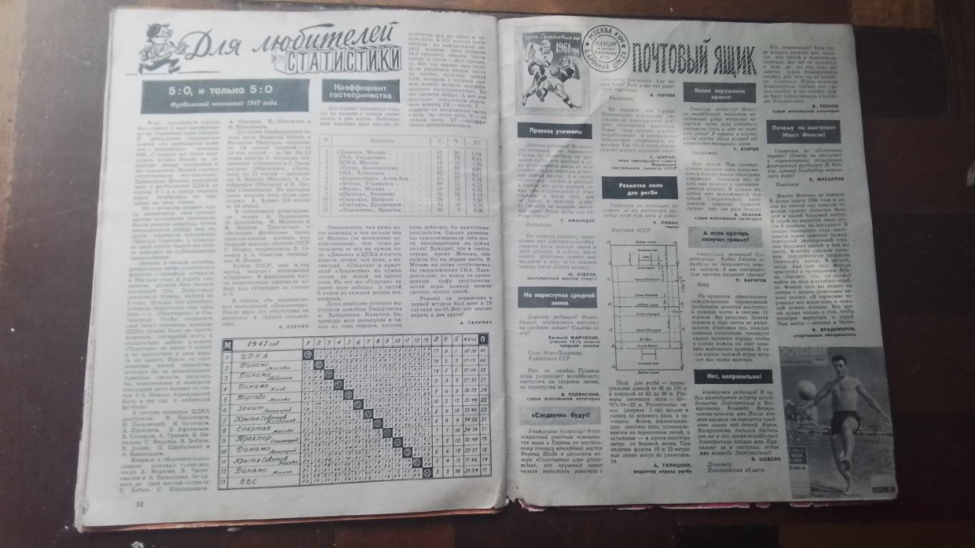 Журнал Спортивные игры 1961 10 Чемпионат СССР 1947 г обзор Воллей гандбол 7