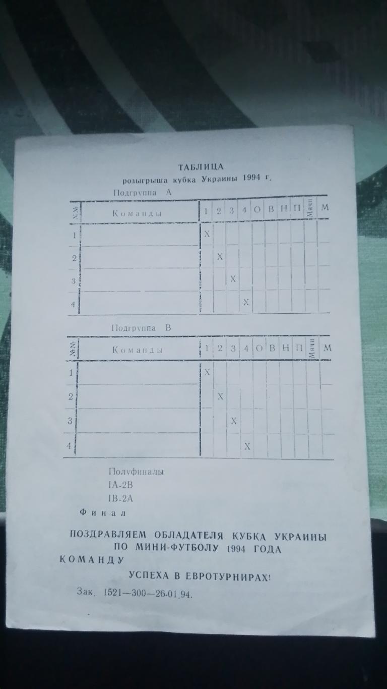 Минифутбол Кубок Украины Финал турнир Днепр 1994 Запорожье Донецк Одесса Харьков 3