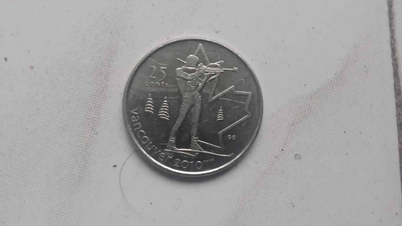 25 центов 2007 Канада XXI Зимние ОИ Олимпийские игры Ванкувер 2010 Биатлон