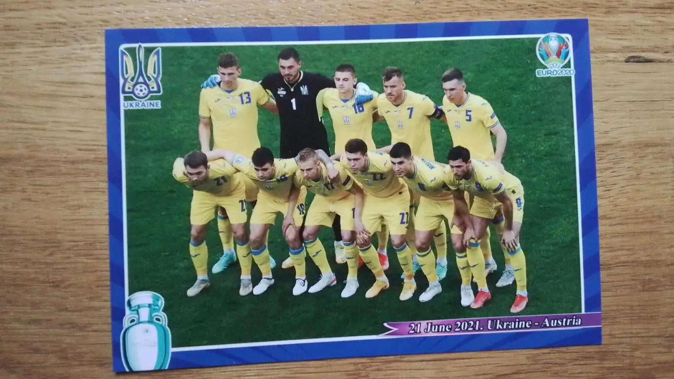 Открытка Сборная Украина - Австрия ЧЕ-2020 гр С 2021 год
