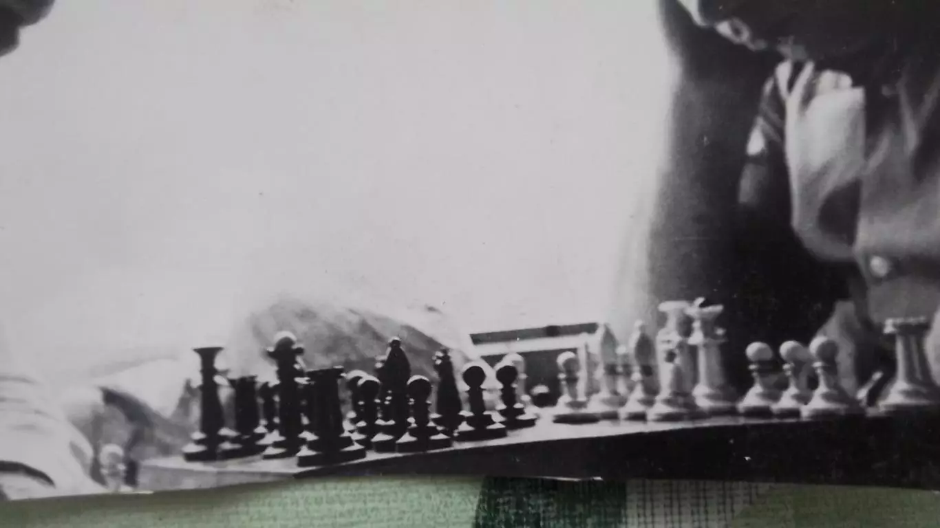 Фото М и Ж играют в шахматы в поезде Дебют Слева похожа на Е Ханаева 1965 - 1967 1