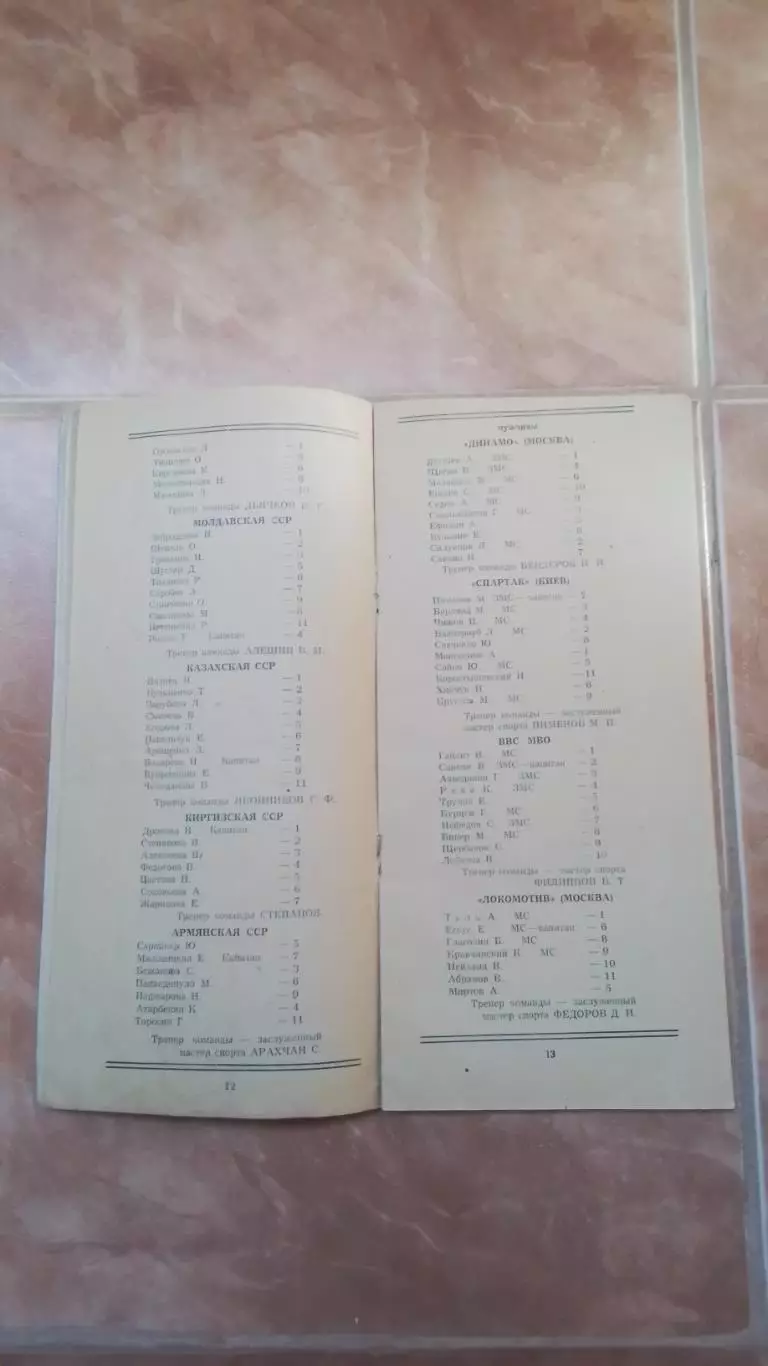 Волейбол Програма ч та 1952 Динамо Спартак Локомотив Москва Киев Ленинград Казан 4