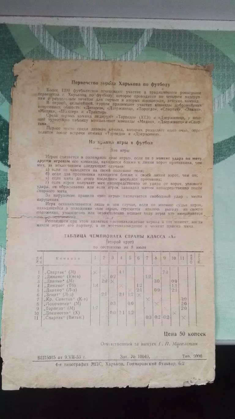 Локомотив Харьков - Локомотив Москва 1953 3