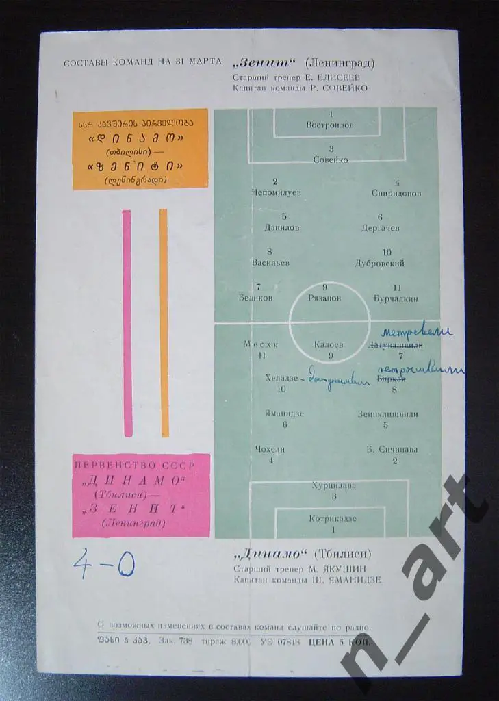 Динамо Тбилиси - Зенит Ленинград 1963г. 1