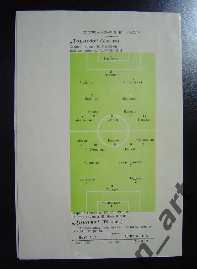 Динамо Тбилиси - Торпедо Москва 1961г. 1