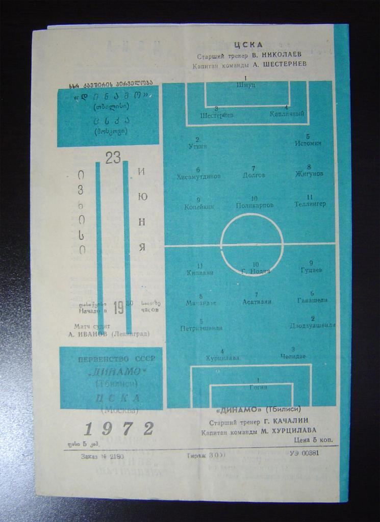 Динамо Тбилиси - ЦСКА Москва 1972г. 1