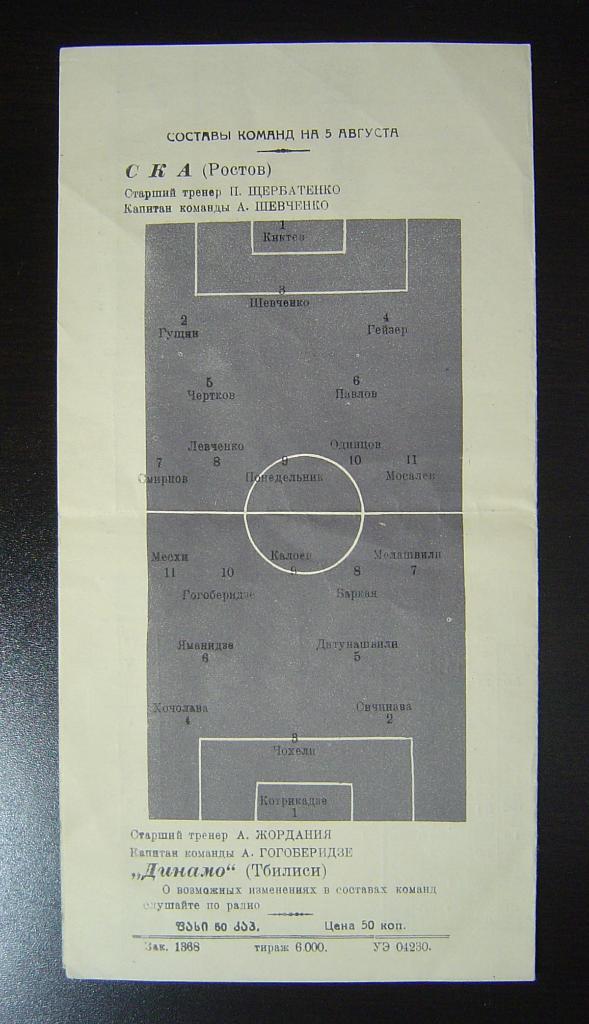 СКА Ростов - Динамо Тбилиси 1960г. (Игра в Тбилиси стадион Динамо) 1