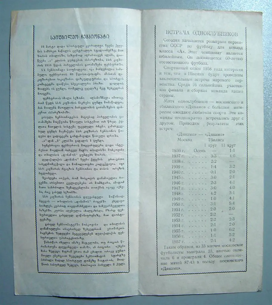 Динамо Тбилиси - Динамо Москва 1958г. 1