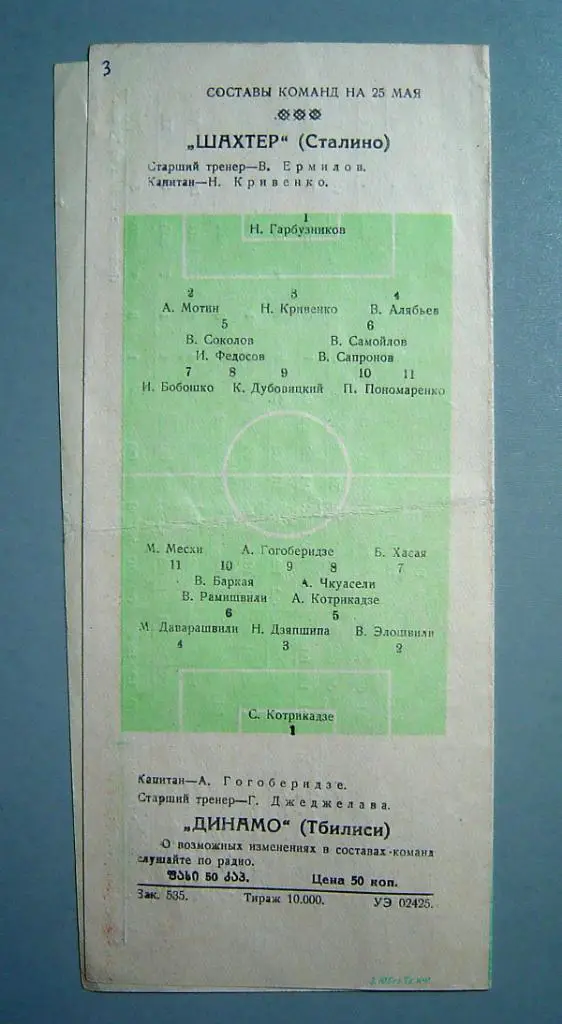Динамо Тбилиси - Шахтер Сталино 1957г. 2