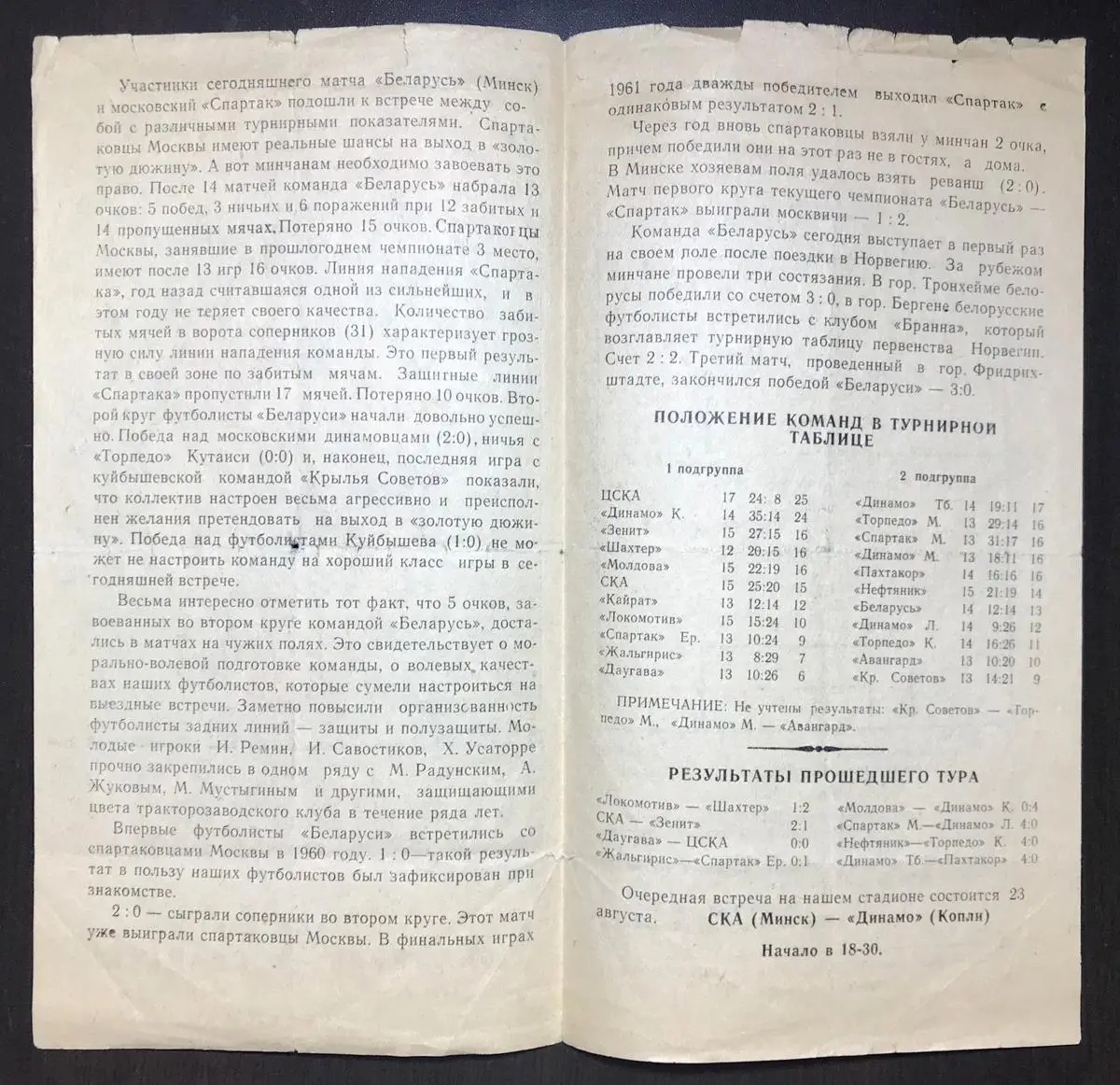 Беларусь Минск - Спартак Москва 1962 г. 1