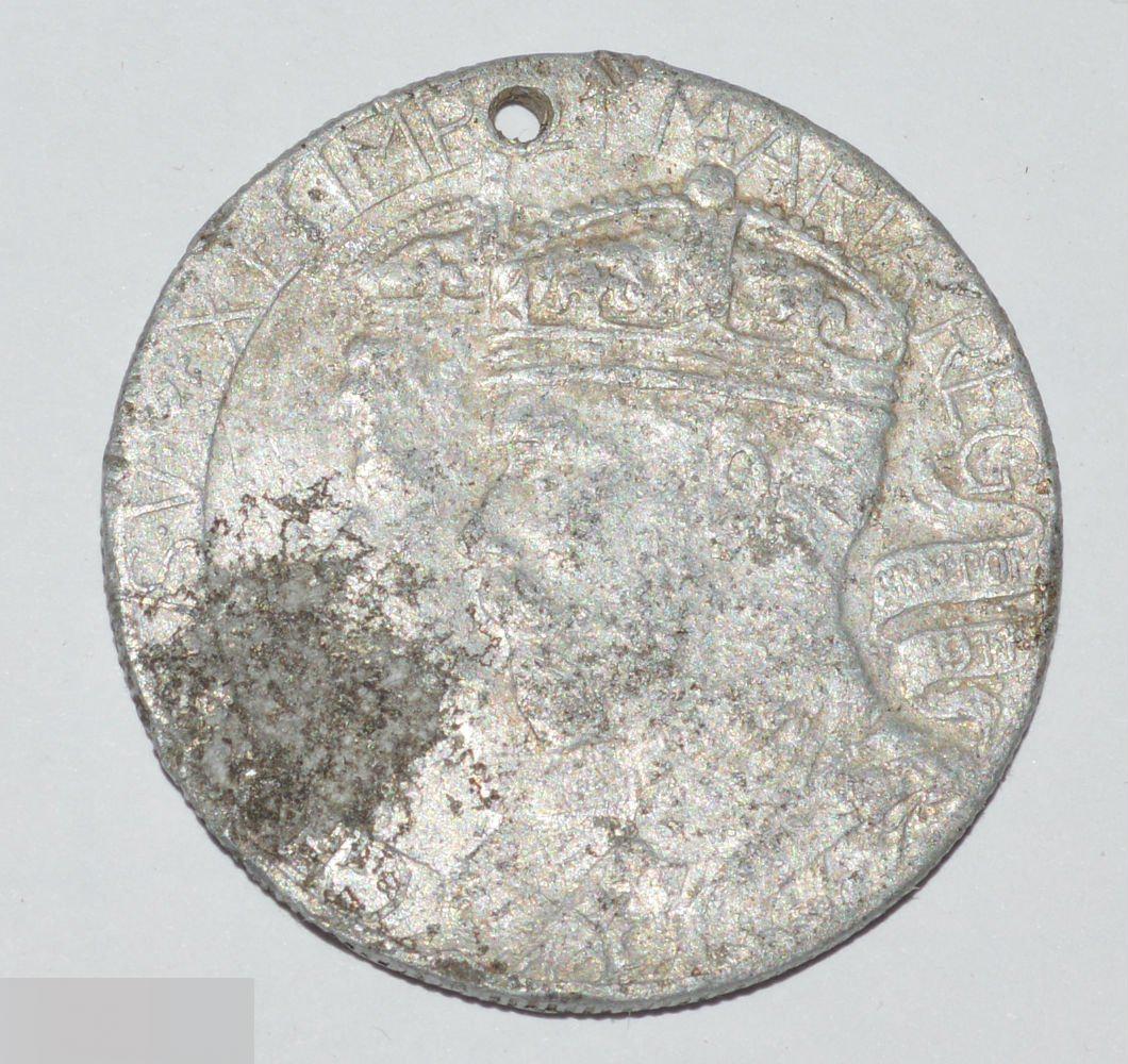 медаль памятная . коронация короля георга. алюминий 1911