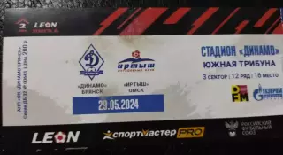 Билет Динамо (Брянск) - Иртыш Омск 29.05.2024