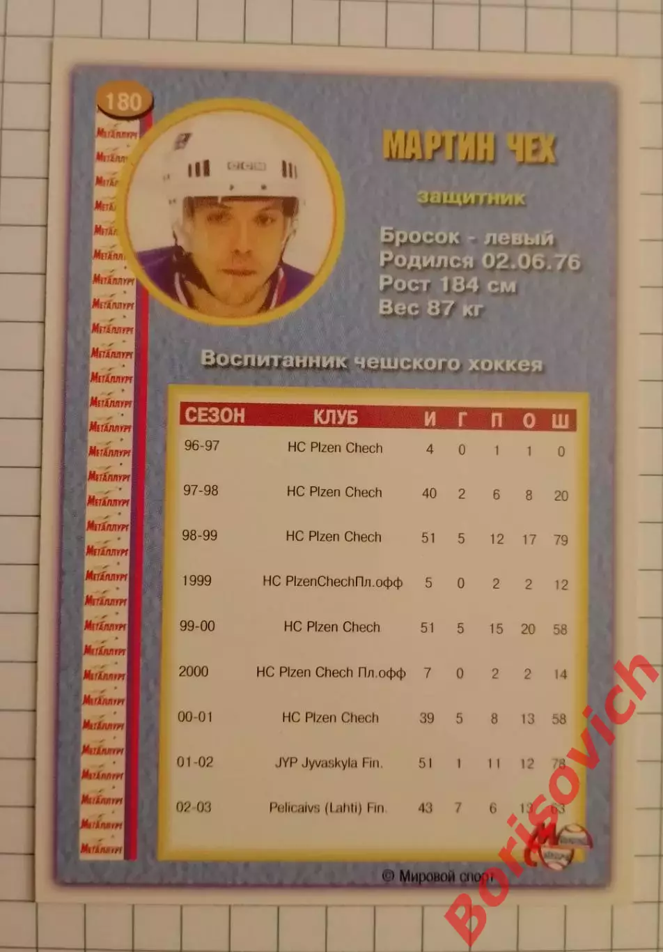 Мартин Чех Металлург Магнитогорск N 180 Сезон 2003-2004 1