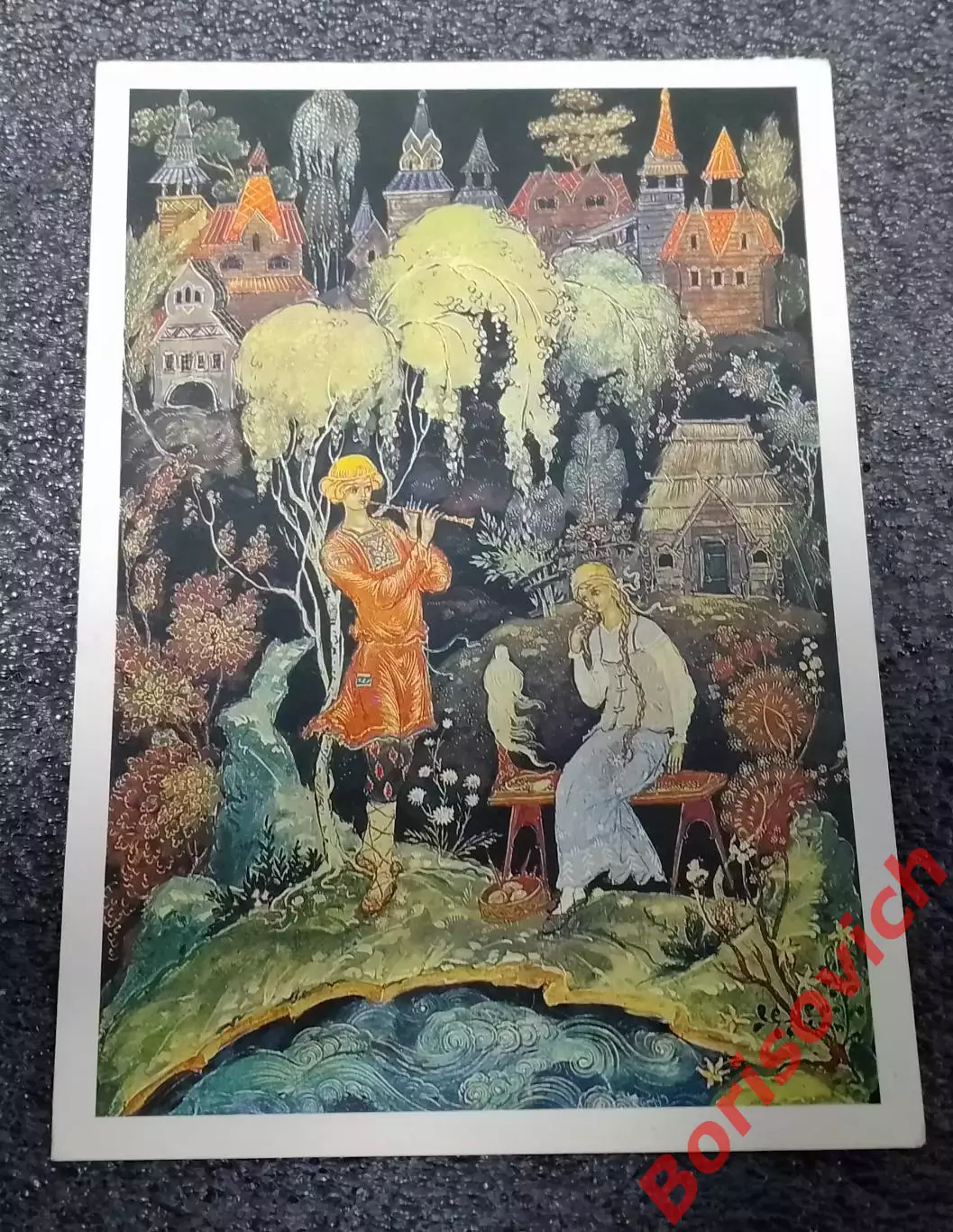 Открытка Т. Зубкова Лель и Снегурочка Пластина Палех 1972 Фото И. Сытин