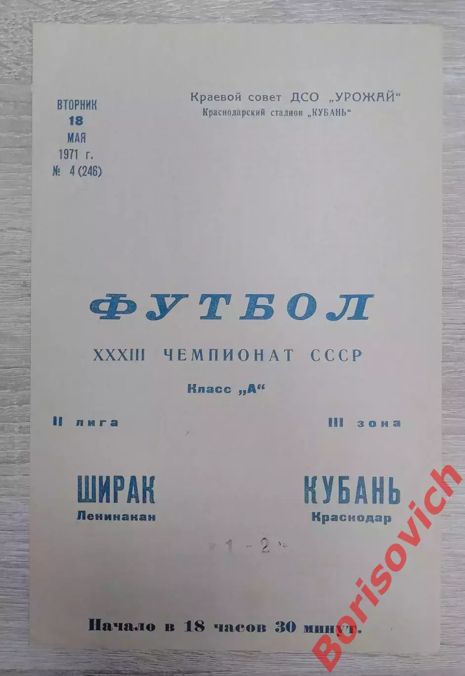 Кубань Краснодар - Ширак Ленинакан 18-05-1971
