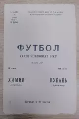 Кубань Краснодар - Химик Дзержинск 05-06-1971 Тираж 1000