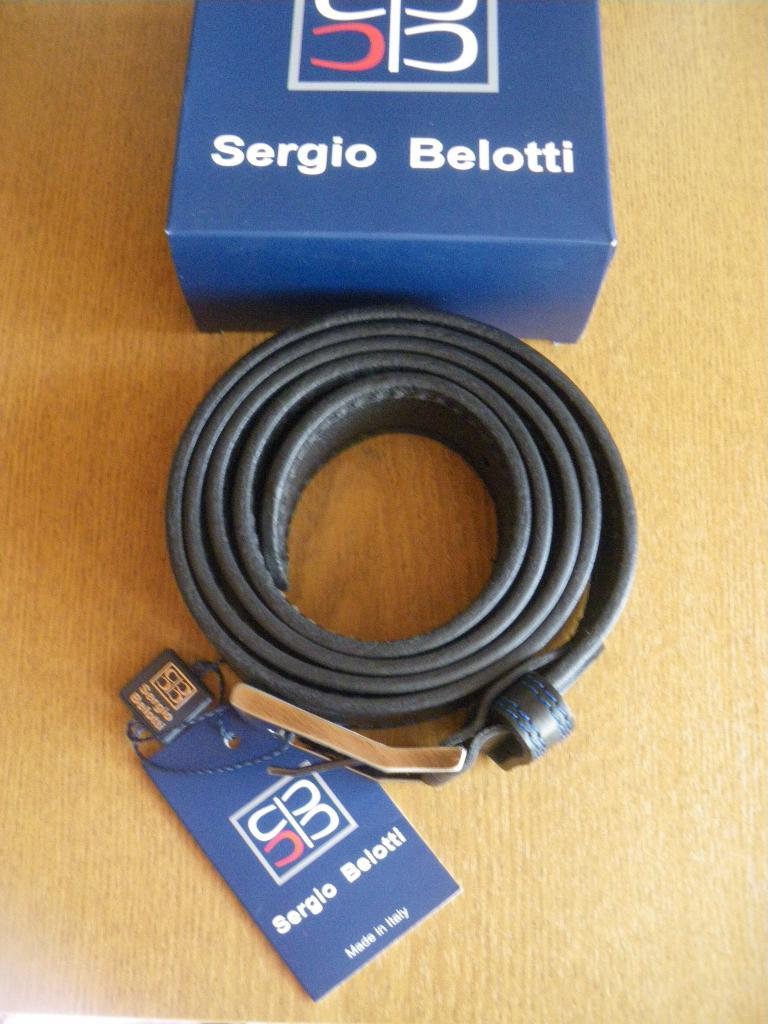Ремень Sergio Belotti biue stripe натуральная кожа 135 см в родной коробке 2