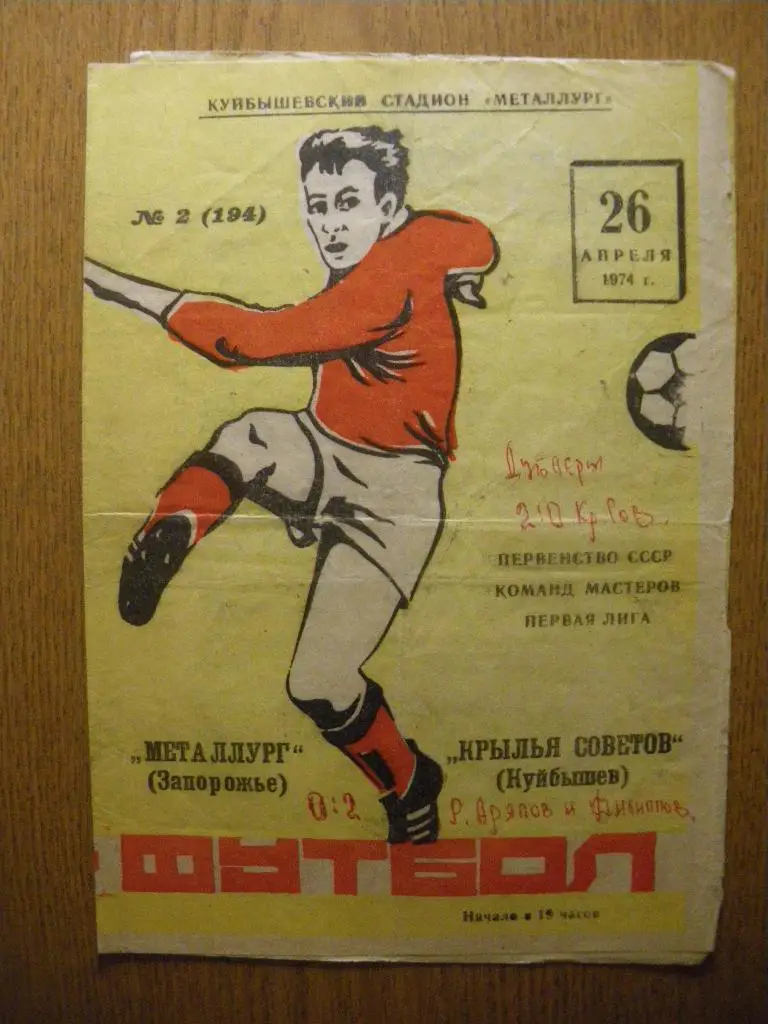 Крылья Советов Куйбышев - Металлург Запорожье 26-04-1974