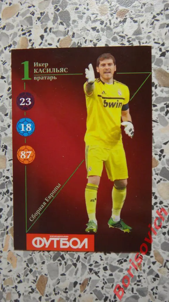 Икер Касильяс Карточка Еженедельник Футбол 2013 Реал Мадрид