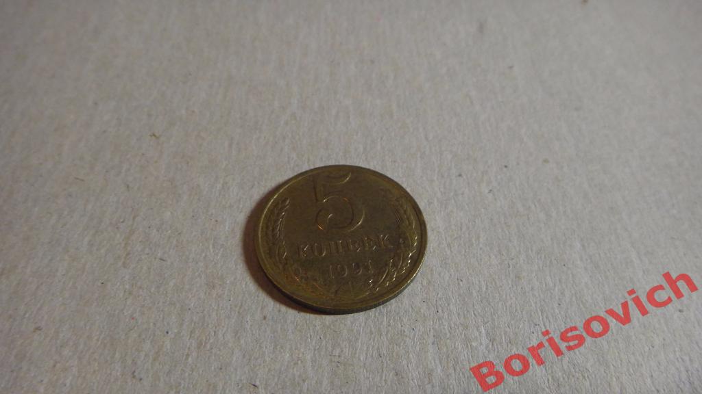 Монета 5 копеек 1991 М